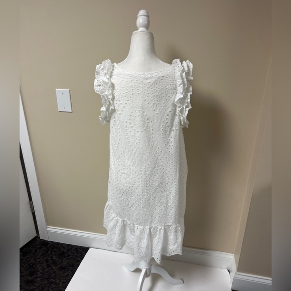 White Eyelet Ruffle Dress - Picture 3 of 6